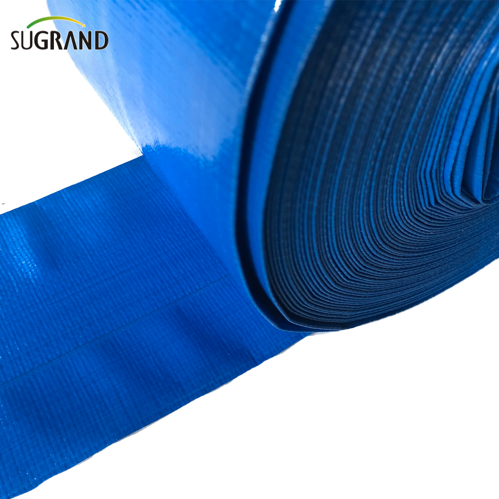 Niebieska leżna płaska rura nawadniająca PVC Płaska rura irygacja węża 