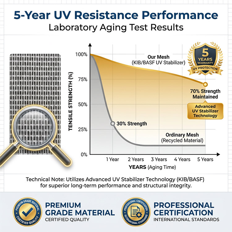 Siatka przeciw owadom chroniona przed promieniami UV