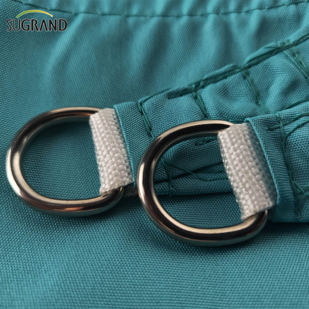 Trójkątna zielona odcień żagiel na zewnątrz wodoodporny tkaninowy żagiel