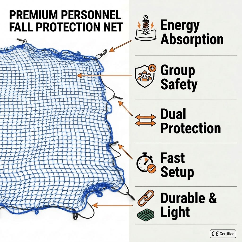 Wytrzymała siatka zabezpieczająca z HDPE do ochrony przed upadkiem